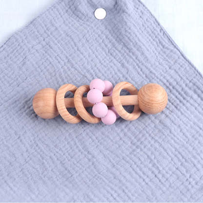 Personalized Wooden Baby Rattle with Engraved Name for Infant Baby Shower Birthday Gift