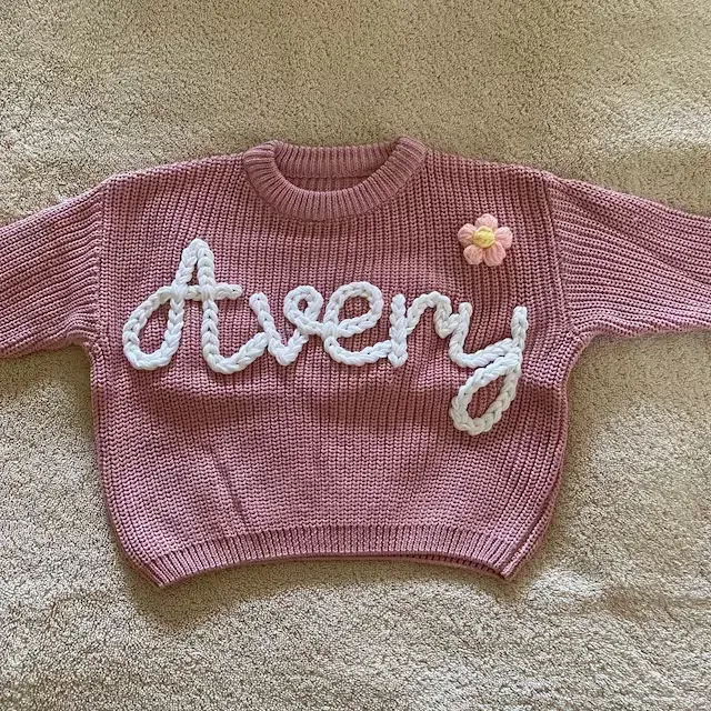 Personalized Hand Embroidered Baby&Kids Flower Sweater