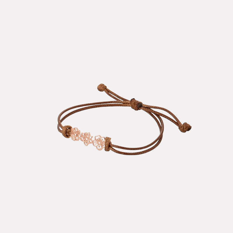 Bracelet en cuir avec fleur de naissance personnalisée