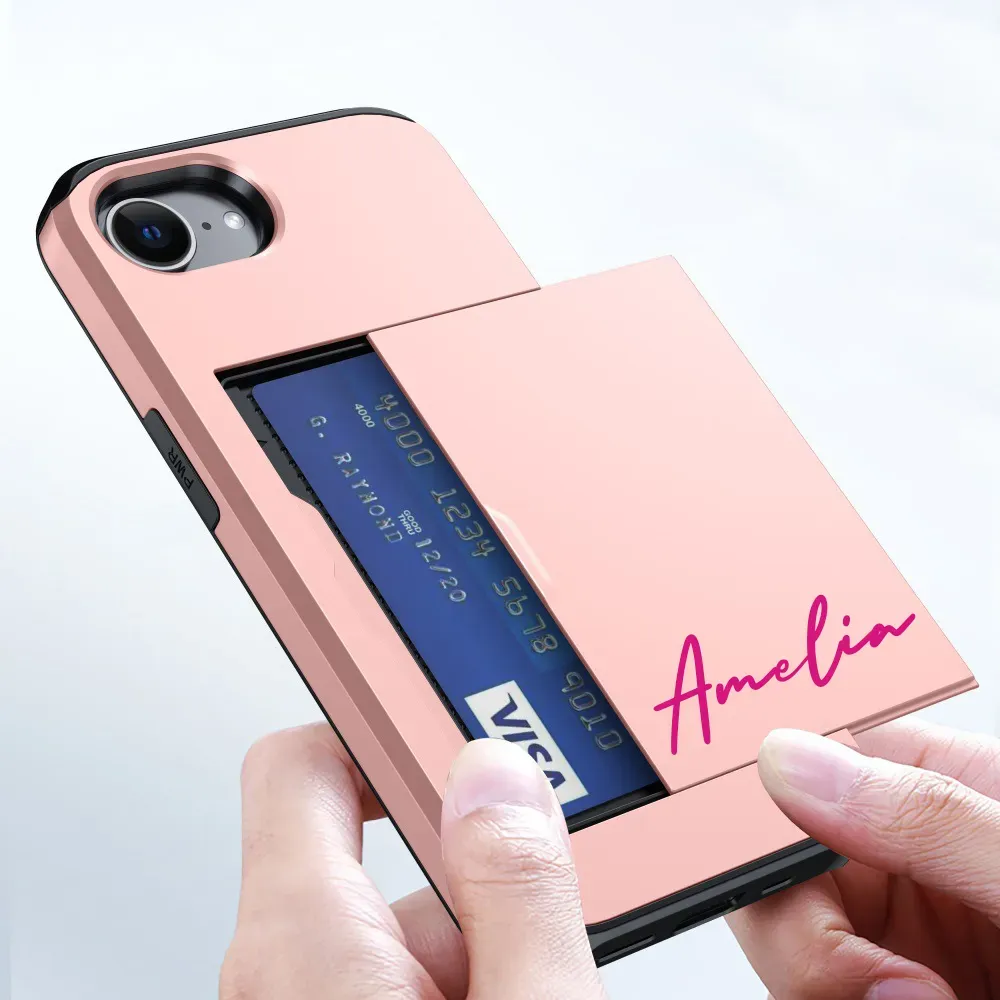 Personalised Monogram Dual Layer Hidden Card Slot Slim Wallet Phone Case