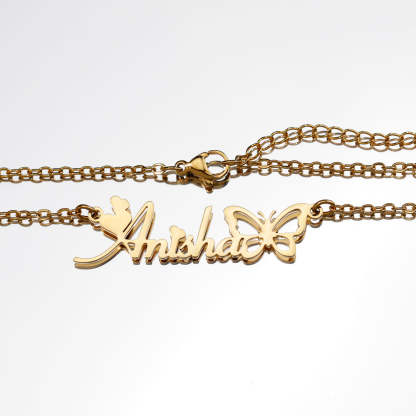 Cadeau de Noël pour fille Collier personnalisé avec nom de papillon creux