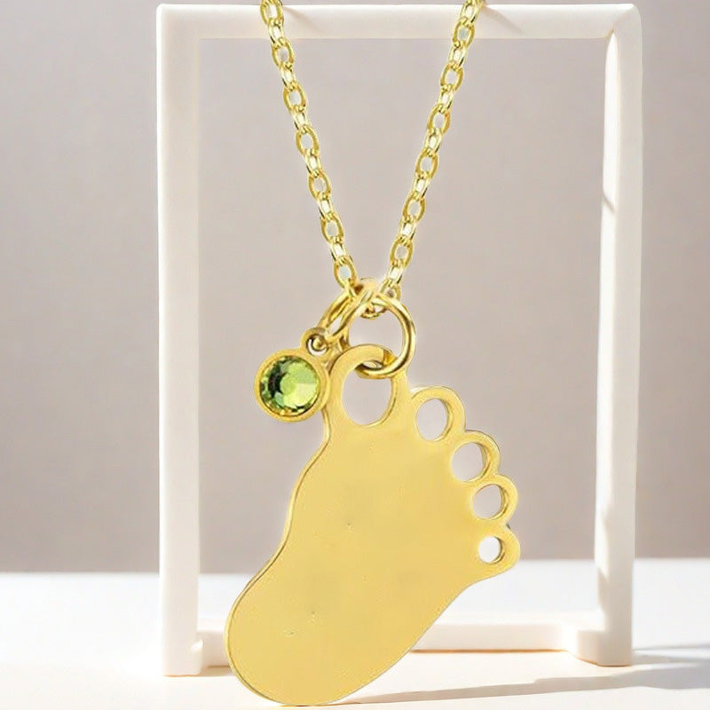 Collier d'anniversaire personnalisé avec empreinte de pied de bébé