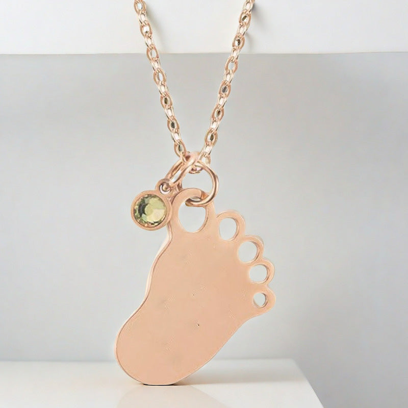Collier d'anniversaire personnalisé avec empreinte de pied de bébé