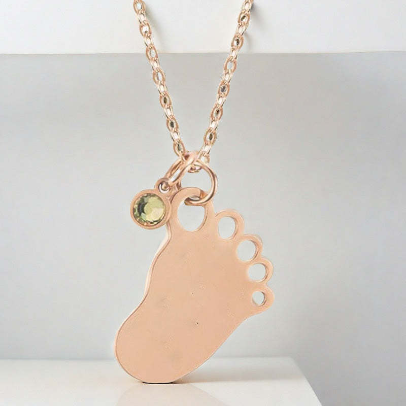 Collier d'anniversaire personnalisé avec empreinte de pied de bébé