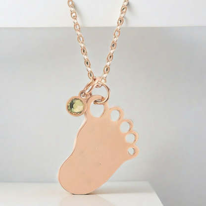 Collier d'anniversaire personnalisé avec empreinte de pied de bébé