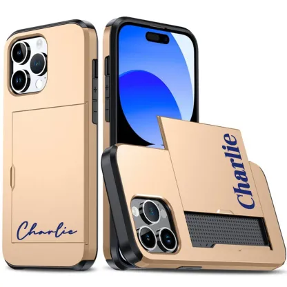 Personalised Monogram Dual Layer Hidden Card Slot Slim Wallet Phone Case