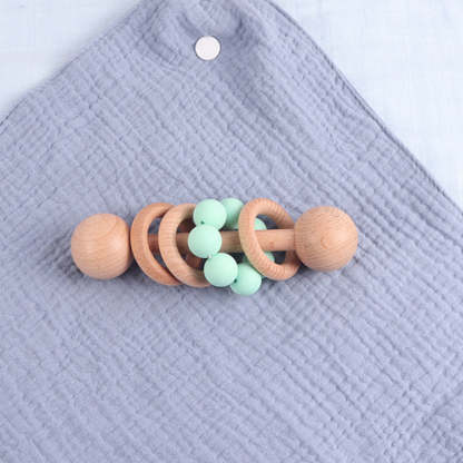 Personalized Wooden Baby Rattle with Engraved Name for Infant Baby Shower Birthday Gift