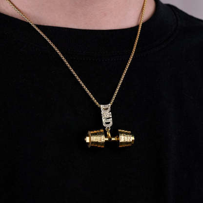 Personalized Dumbbell Pendant Name Necklace - Thanksgiving/Christmas/Father's Day Gift