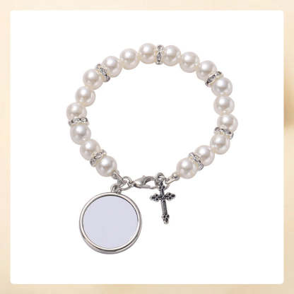 Personalized Multi-Color Rosary Beads Cross Necklace with Photo Memorial Gift for Women