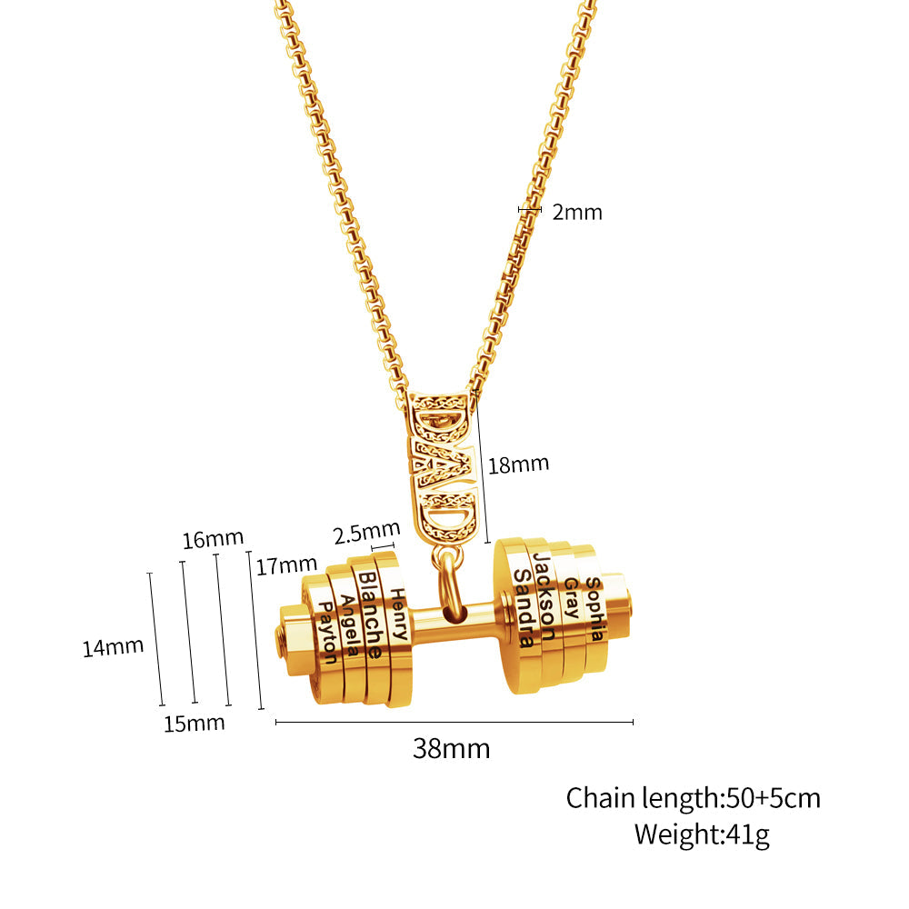 Personalized Dumbbell Pendant Name Necklace - Thanksgiving/Christmas/Father's Day Gift