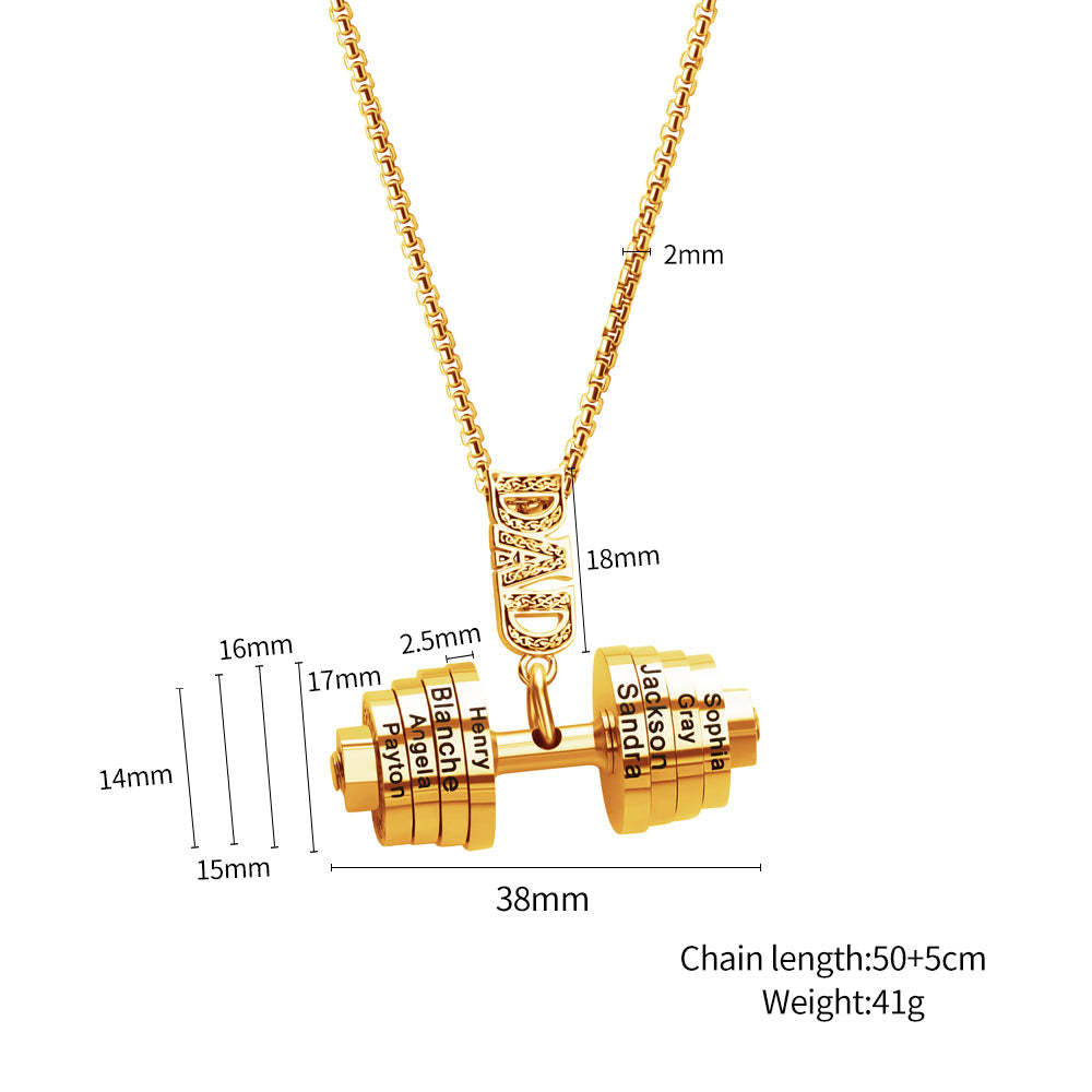 Personalized Dumbbell Pendant Name Necklace - Thanksgiving/Christmas/Father's Day Gift