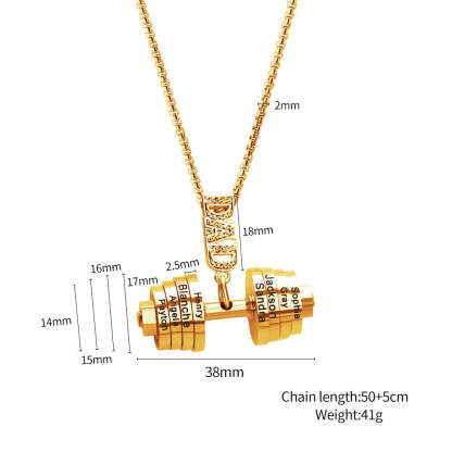 Personalized Dumbbell Pendant Name Necklace - Thanksgiving/Christmas/Father's Day Gift