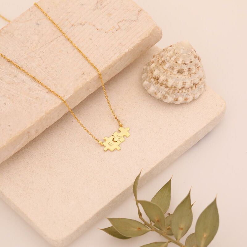 Collier puzzle personnalisé avec lettres personnalisées, cadeau doux pour la Saint-Valentin