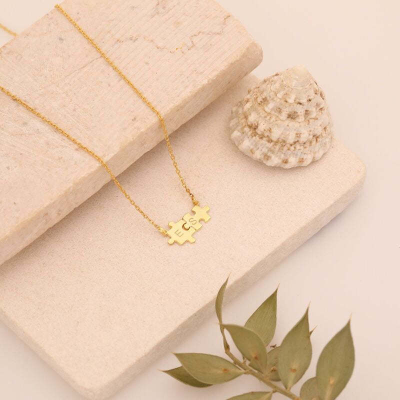 Collier puzzle personnalisé avec lettres personnalisées, cadeau doux pour la Saint-Valentin