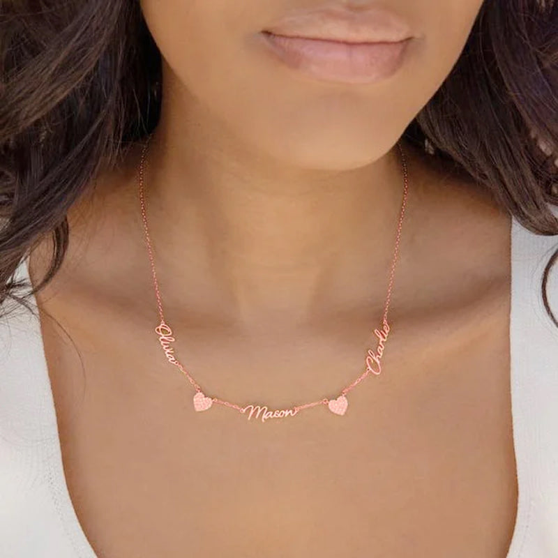 Aangepaste naam & effenen hart charme ketting