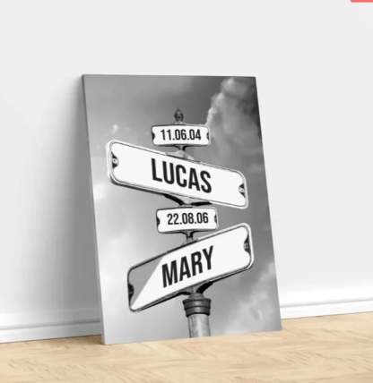 Toile murale personnalisée "Date de naissance des enfants"