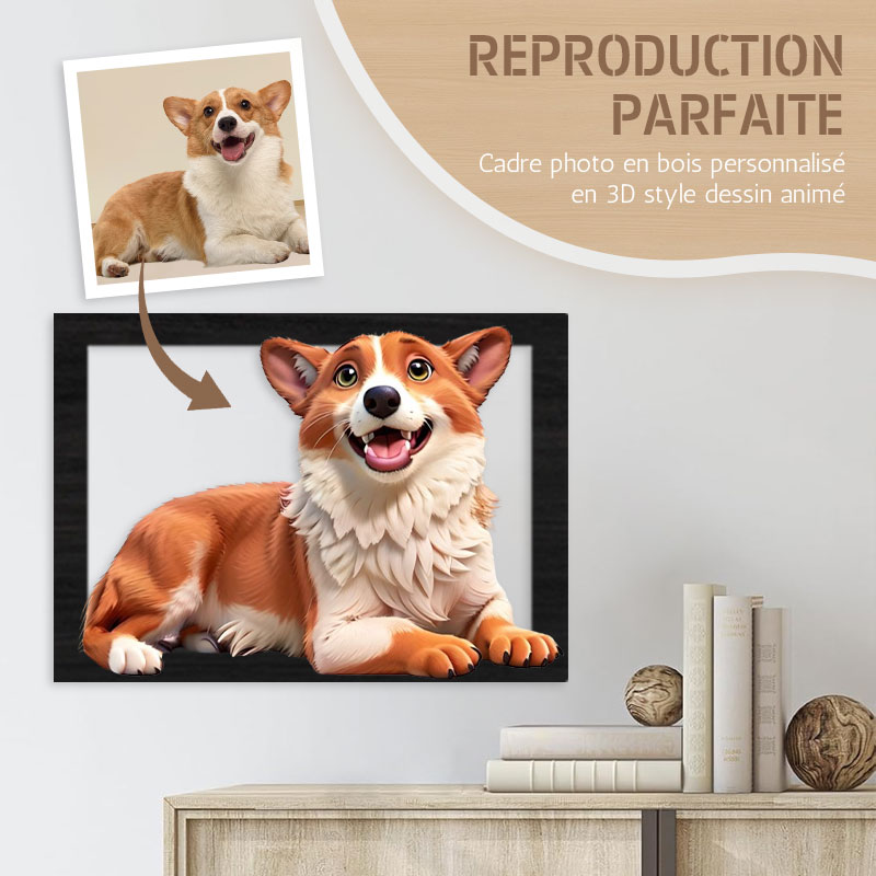 Cadre photo en bois personnalisé de style dessin animé 3D – Transformez vos souvenirs en art !⏰49% de réduction le dernier jour