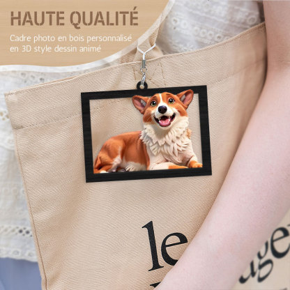 Pendentif en bois photo personnalisé de style dessin animé 3D