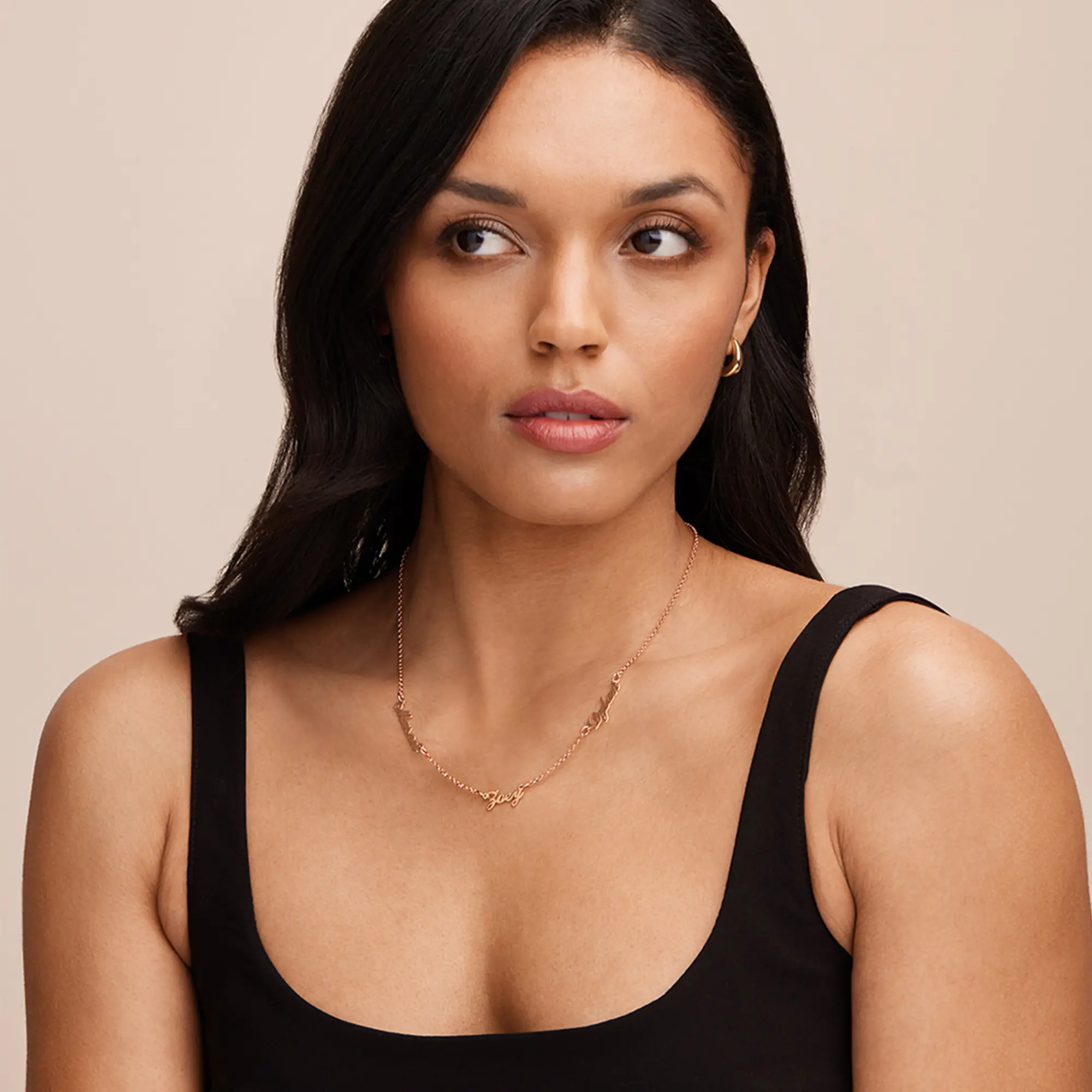 Collier à breloques coeur personnalisé avec prénom et pavé