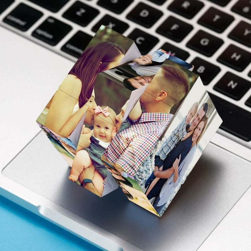 Cube de construction photo personnalisé - Cadeau romantique et amusant pour la Saint-Valentin ou la famille