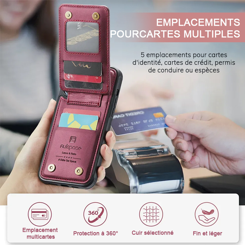 Étui de téléphone portefeuille personnalisé avec porte-cartes Monogram