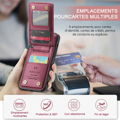 Étui de téléphone portefeuille personnalisé avec porte-cartes Monogram