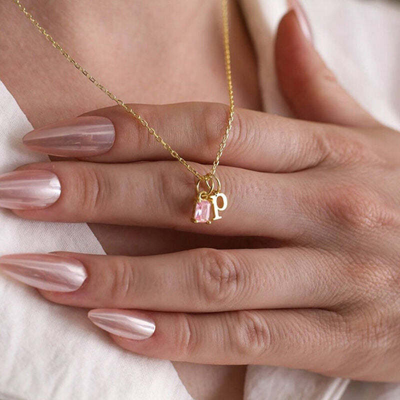 Collier personnalisé avec lettre de naissance - Cadeau de Saint-Valentin ou d'anniversaire pour elle