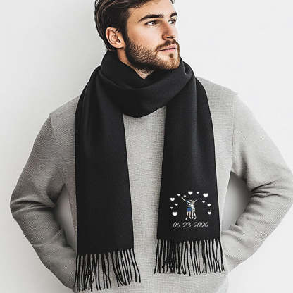 50%OFF⭐️Personalized Photo and Text Embroidered Couple Scarf - A Warm Christmas Gift