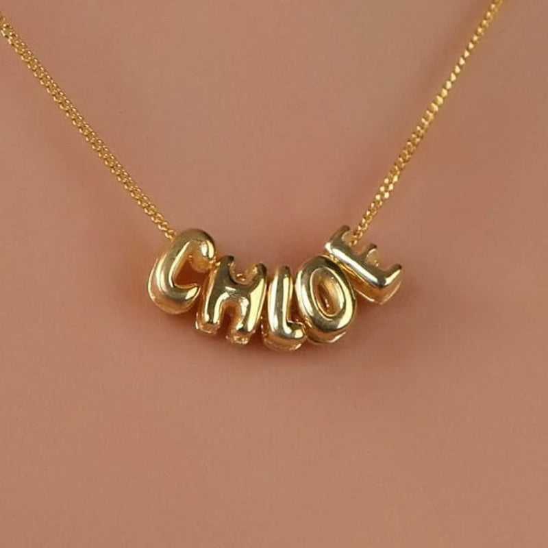 Collier personnalisé avec lettres 3D, lettres à bulles 3D personnalisées, breloque numérotée - Cadeaux pour elle
