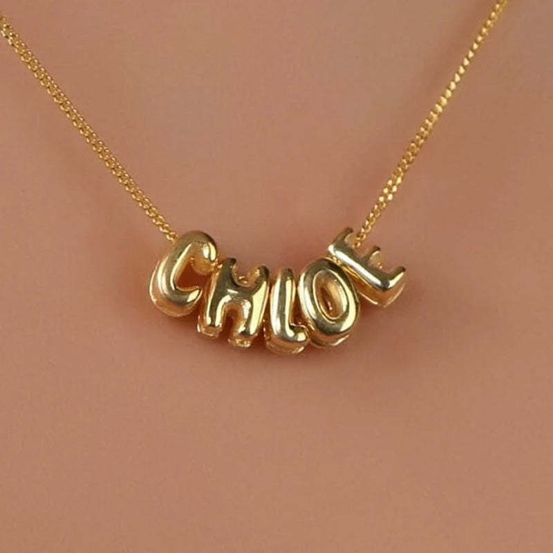 Collier personnalisé avec lettres 3D, lettres à bulles 3D personnalisées, breloque numérotée - Cadeaux pour elle