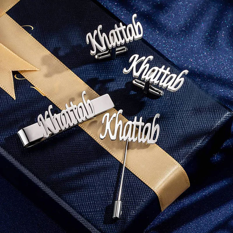 Ensemble de boutons de manchette et épingles à cravate avec initiales personnalisées