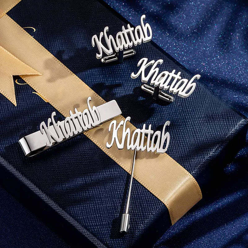 Ensemble de boutons de manchette et épingles à cravate avec initiales personnalisées