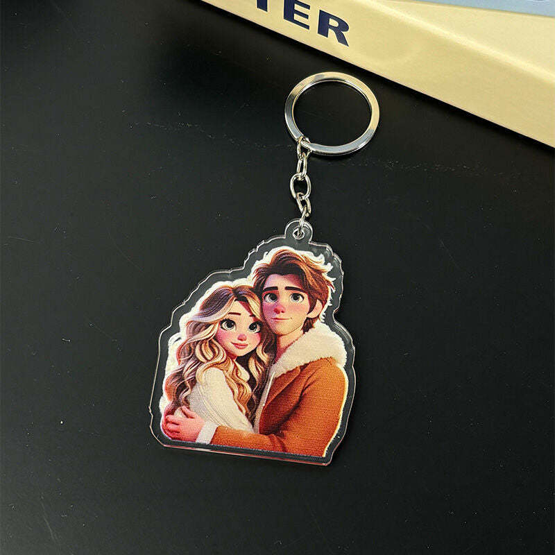 Personalized Cartoon Photo Keychain Sweet Gift For Lover