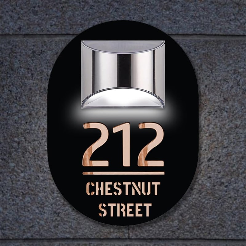 Personalized Solar Cut House Number Sign