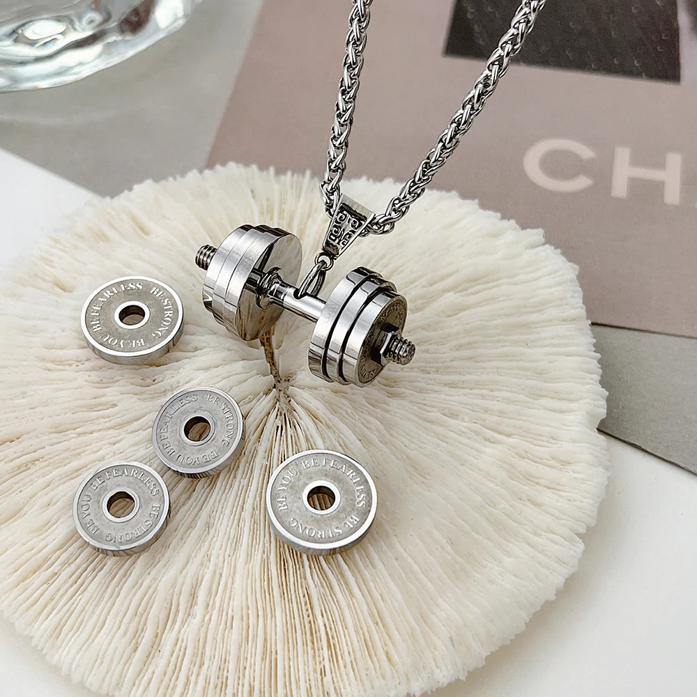 Personalized Dumbbell Pendant Name Necklace - Thanksgiving/Christmas/Father's Day Gift