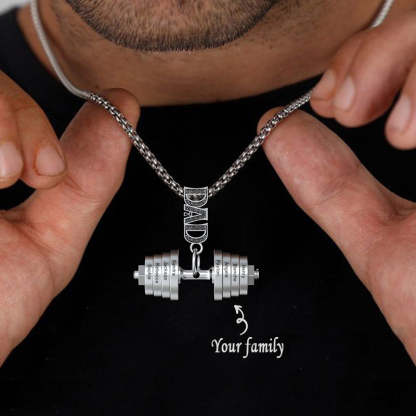 Personalized Dumbbell Pendant Name Necklace - Thanksgiving/Christmas/Father's Day Gift