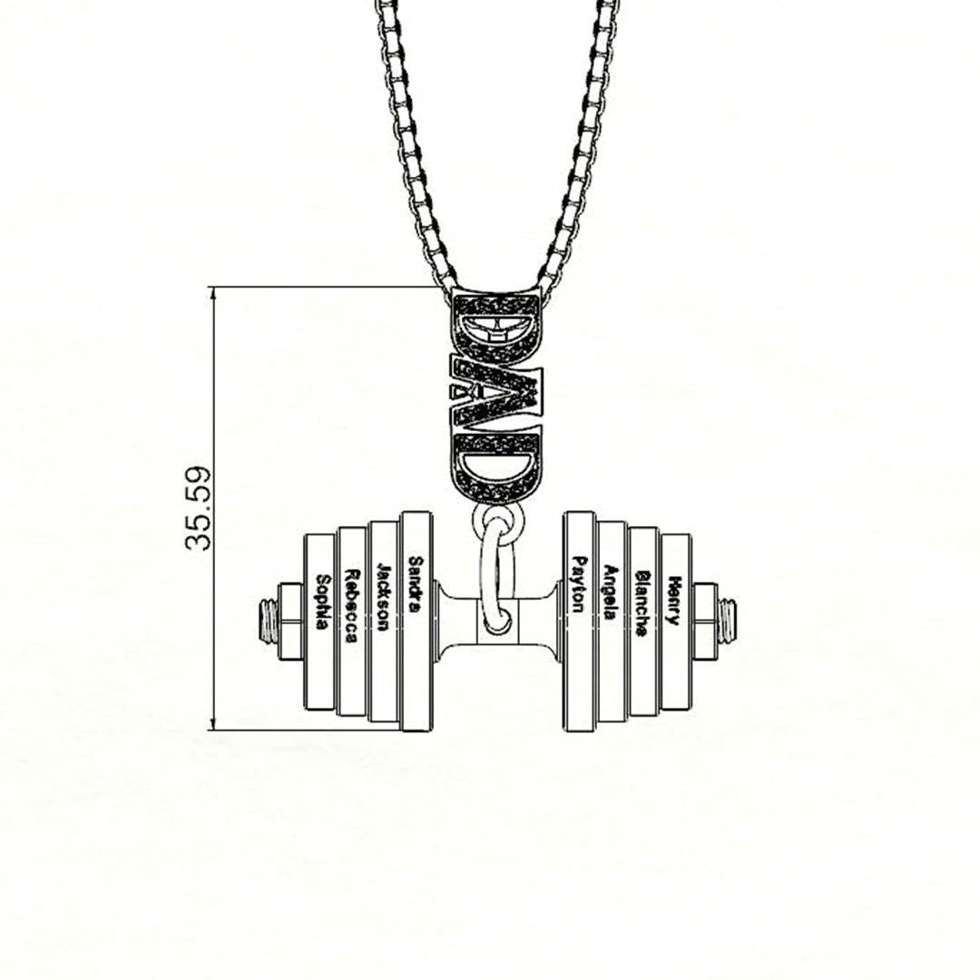 Personalized Dumbbell Pendant Name Necklace - Thanksgiving/Christmas/Father's Day Gift