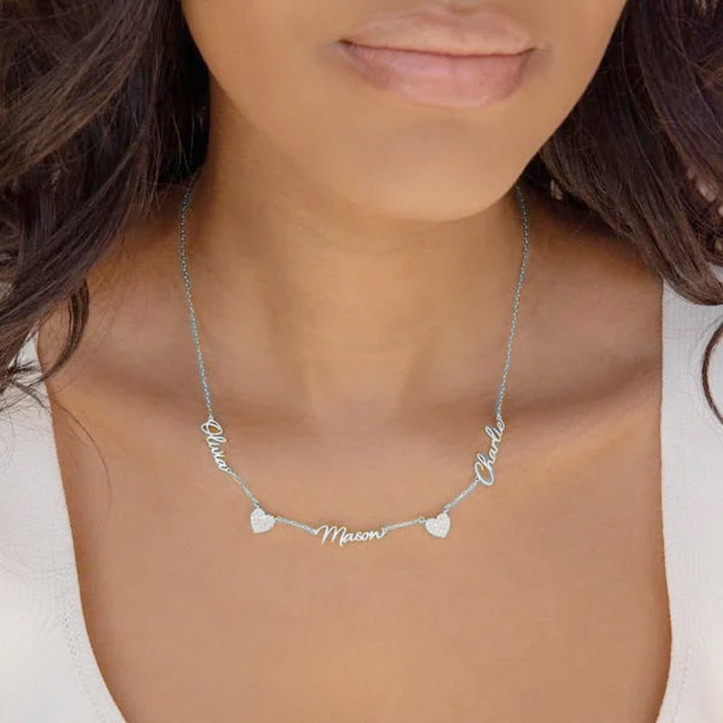 Aangepaste naam & effenen hart charme ketting