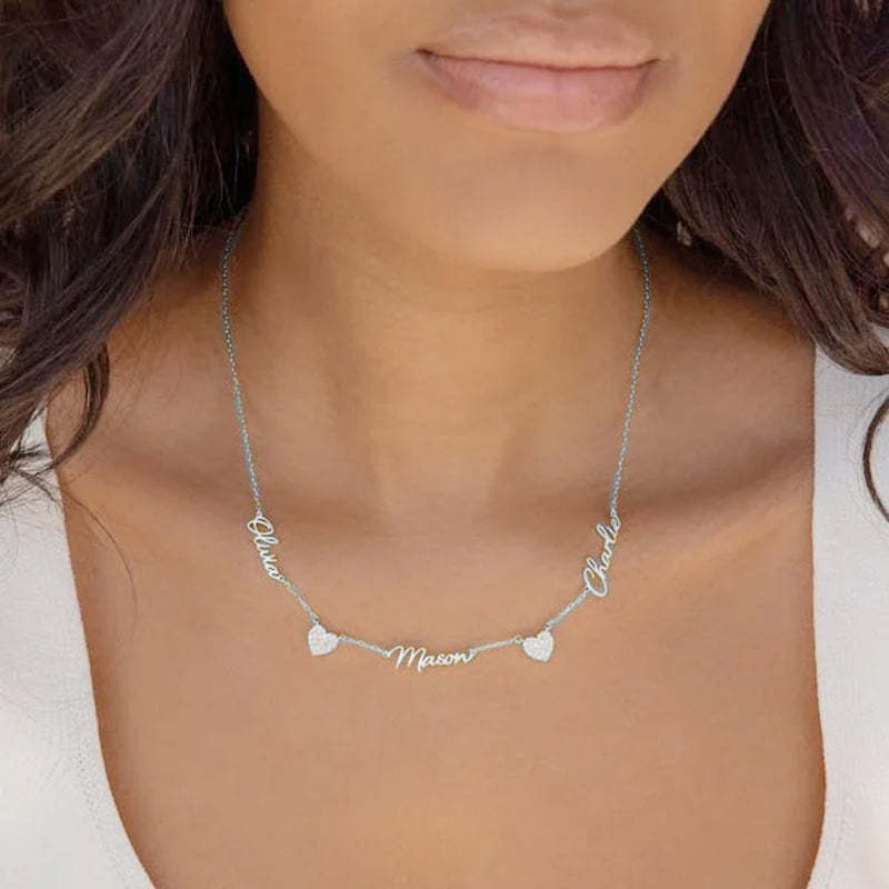 Aangepaste naam & effenen hart charme ketting