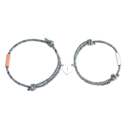 Bracelets de couple tressés assortis personnalisés Noms personnalisés Bracelets magnétiques Cadeaux de Saint-Valentin pour couple