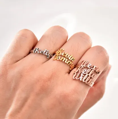 Bagues personnalisées avec prénom – Le cadeau idéal pour les mamans-Taille universelle(Ouverture réglable)