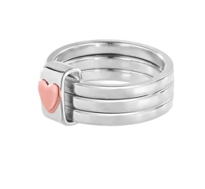 Bagues empilables rustiques personnalisées pour mères avec cœur