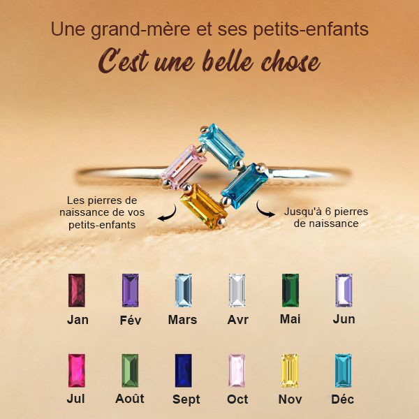 Bague personnalisée avec pierres de naissance pour grand-mère et maman
