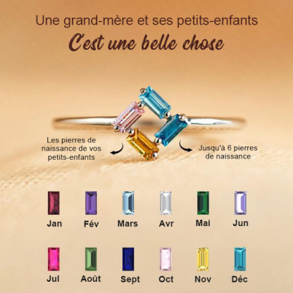 Bague personnalisée avec pierres de naissance pour grand-mère et maman