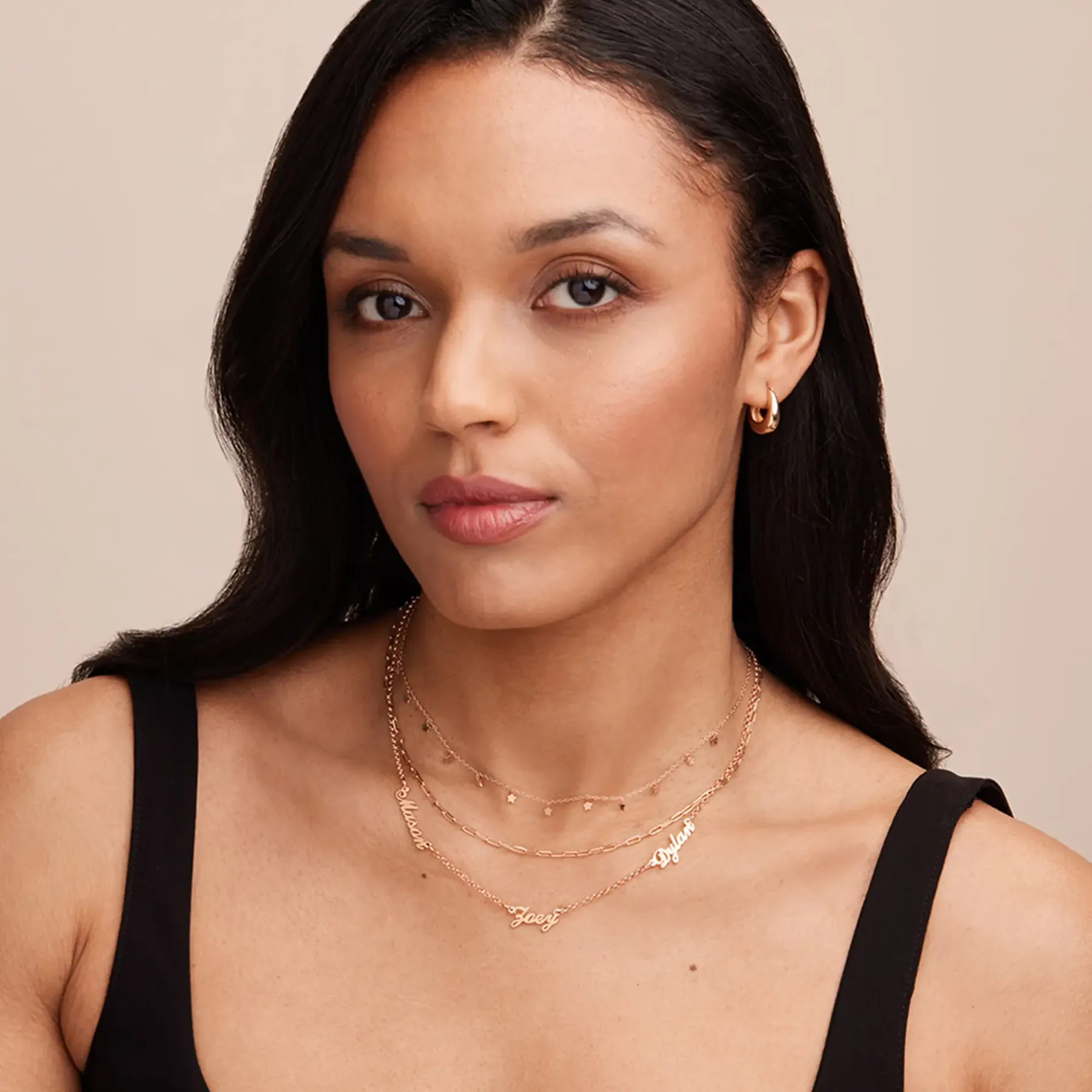 Collier à breloques coeur personnalisé avec prénom et pavé