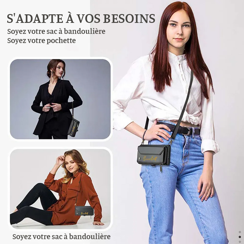 Étui de téléphone à bandoulière avec porte-cartes monogramme personnalisé