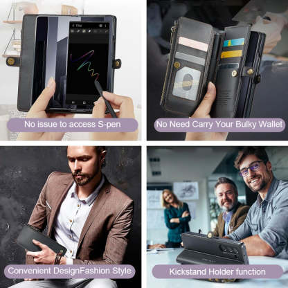 Étui portefeuille à fermeture éclair pour téléphone portable, porte-cartes, lettre personnalisée - Pour iPhone et Samsung