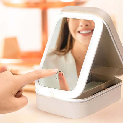 Boîte à bijoux portable avec fleur de naissance personnalisée, boîte à maquillage