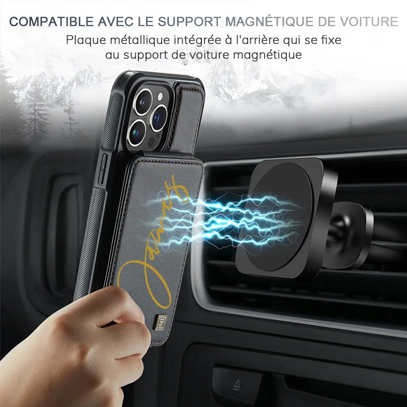 Étui portefeuille fin avec fente pour carte cachée et double couche Personlig Monogram