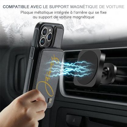 Étui portefeuille fin avec fente pour carte cachée et double couche Personlig Monogram